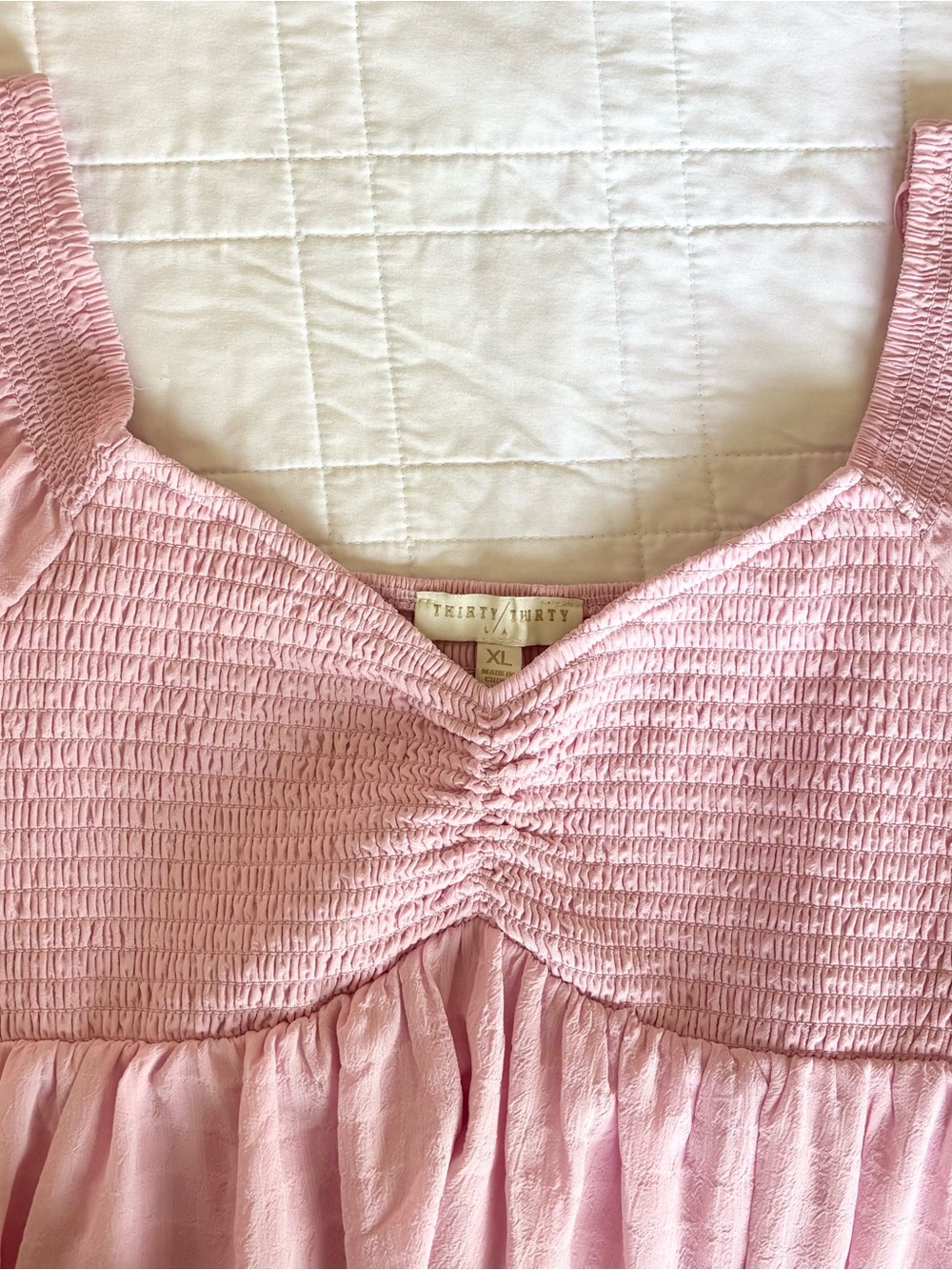 Thirty Thirty LA Pink Smocked Flutter Sleeve Mini Dress XL